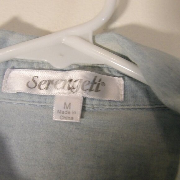 Serengeti Patchwork Look Button Down Shirt Sz M - Picture 6 of 7